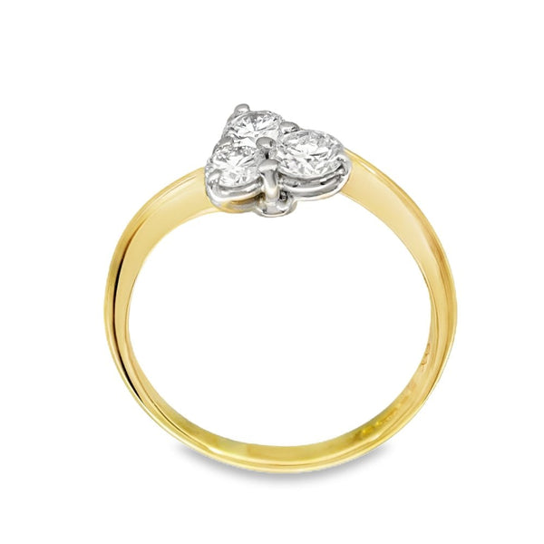 18ct Yellow Gold Diamond Trilogy Ring - Size N½ - 0.70ct