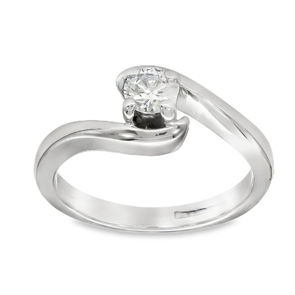 18ct White Gold Diamond Twist Engagement Ring - Size I½ - 0.25ct