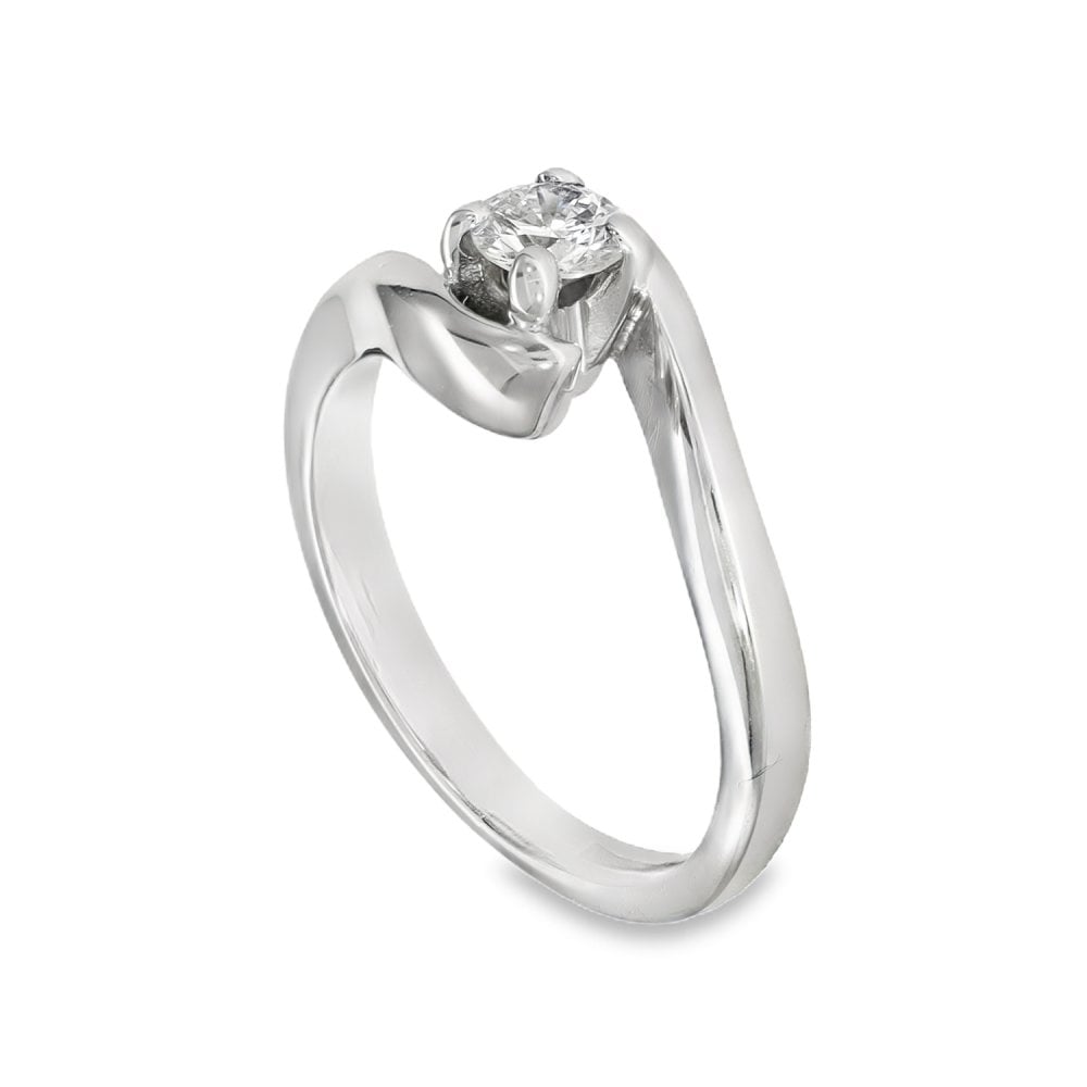 18ct White Gold Diamond Twist Engagement Ring - Size I½ - 0.25ct