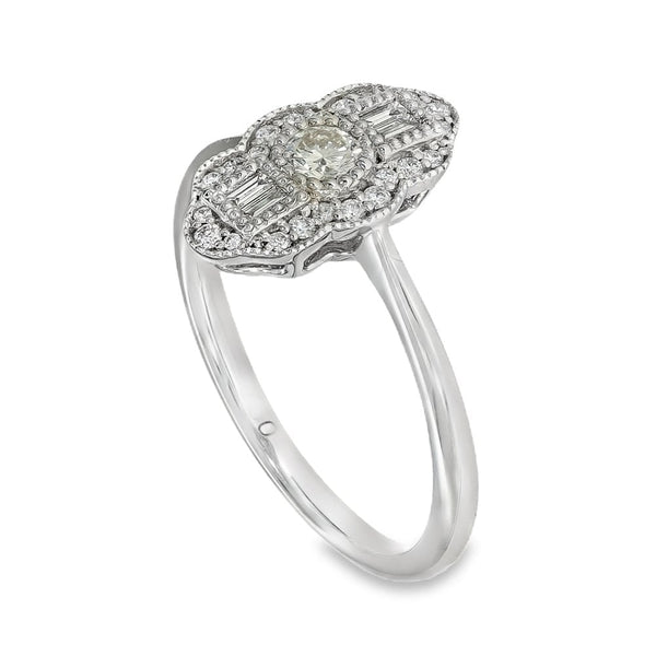 18ct White Gold Diamond Cluster Ring - Size J½ - 0.24ct