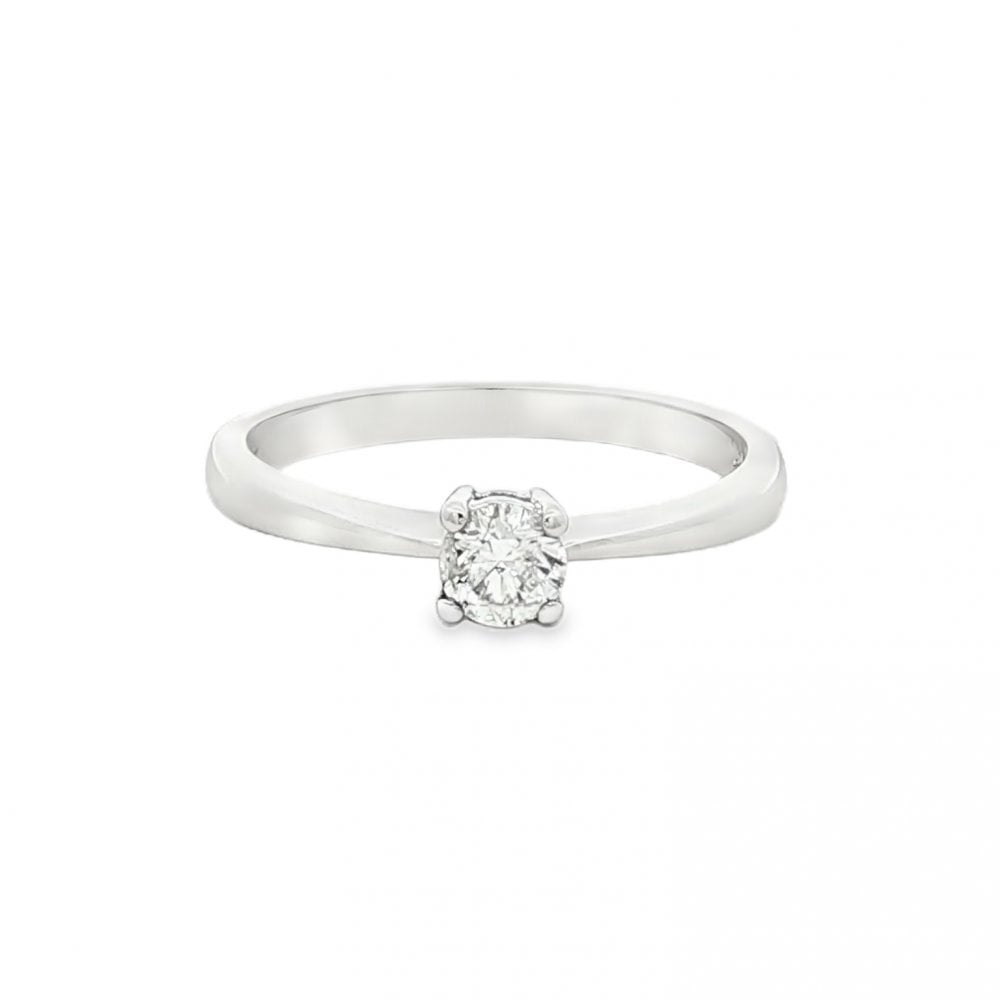 9ct White Gold Diamond Engagement Ring - Size N½ - 0.25ct
