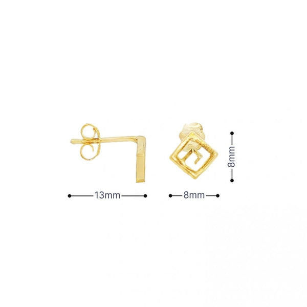 14ct Yellow Gold Greek Key Stud Earrings - 8x8mm - 1.0g