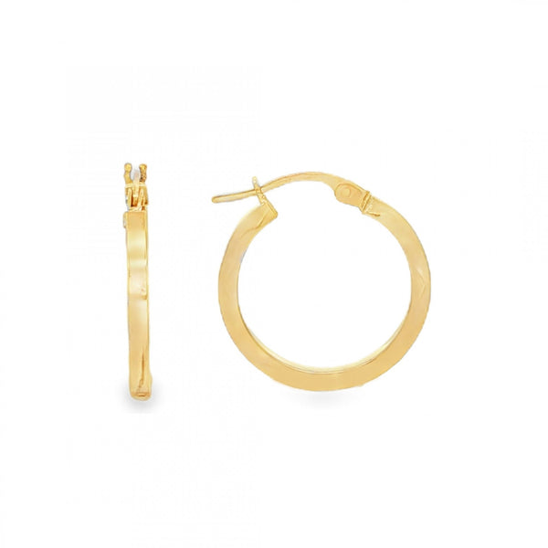 9ct Yellow Gold Wave-Engraved Hoop Earrings - 19x20x2mm - 1.4g