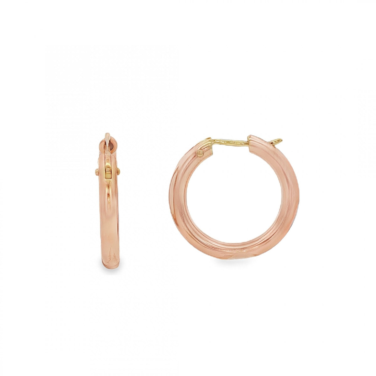 9ct Rose Gold Tube Hoop Earrings - 21x21mm - 2.1g
