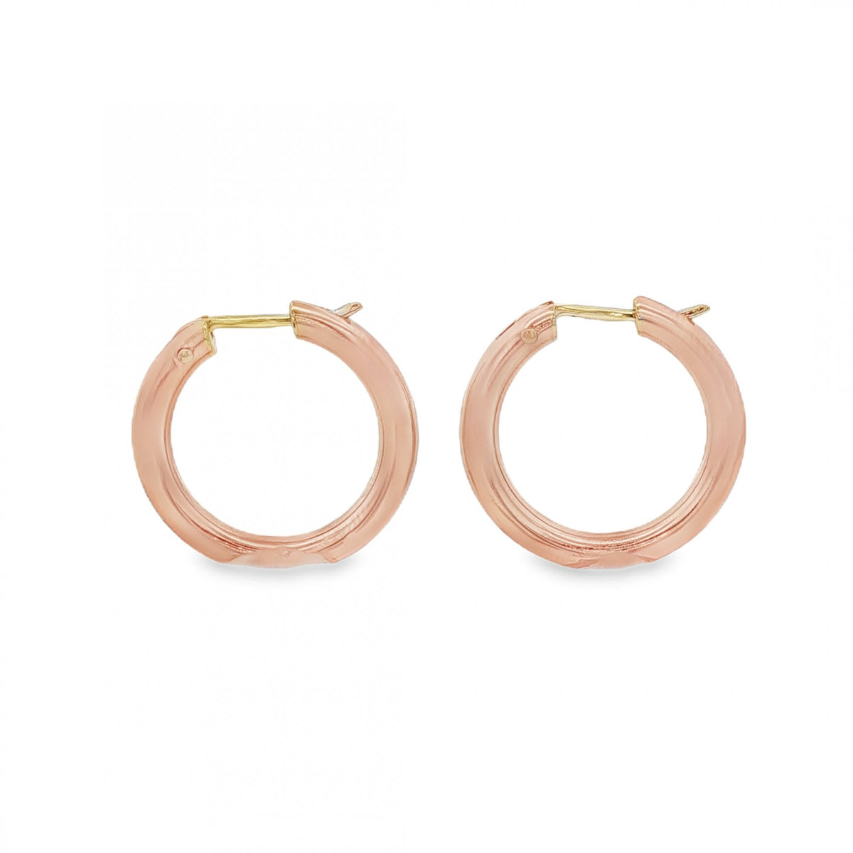 9ct Rose Gold Tube Hoop Earrings - 21x21mm - 2.1g