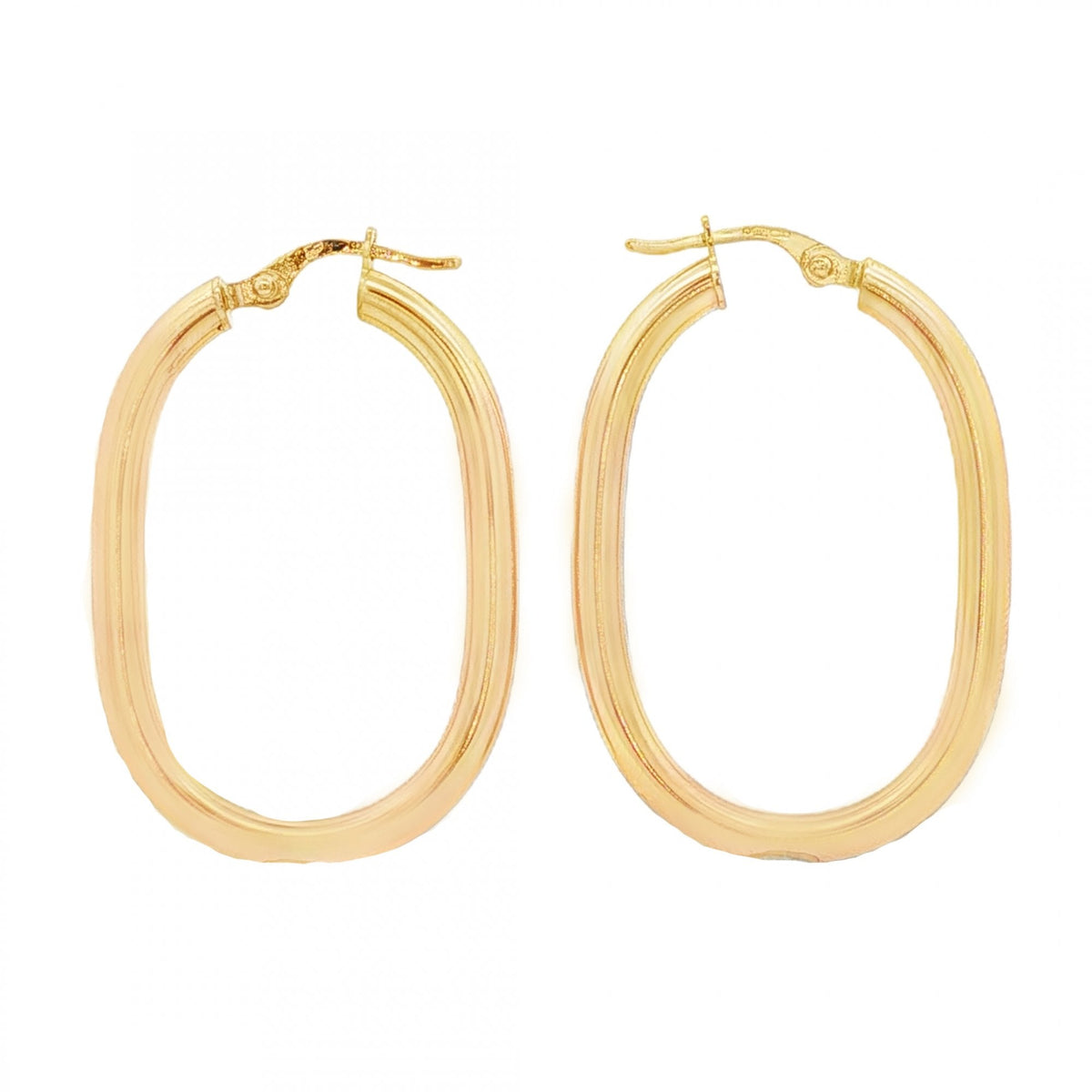 9ct Yellow Gold Oval Hoop Earrings - 20x21x3.5mm - 2.8g