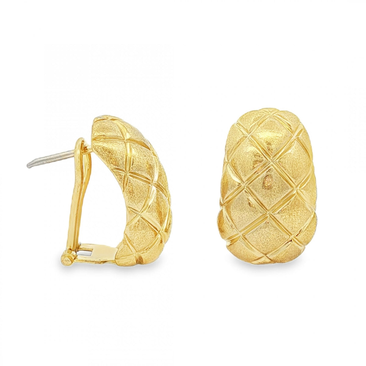 9ct Yellow Gold Pineapple Hinge Stud Earrings - 13x20x9mm - 7.9g