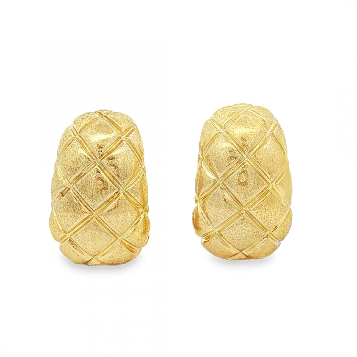 9ct Yellow Gold Pineapple Hinge Stud Earrings - 13x20x9mm - 7.9g