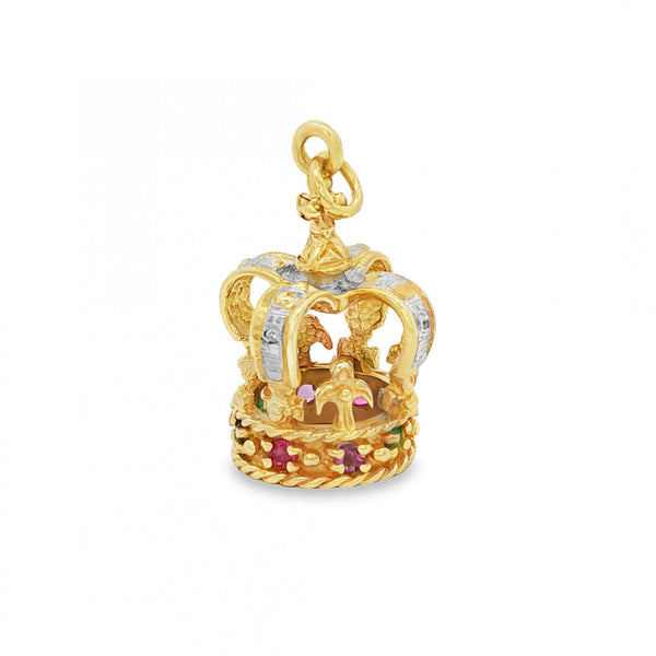 9ct Yellow Gold Birthstone Crown Charm - 25x16x16mm - 4.9g