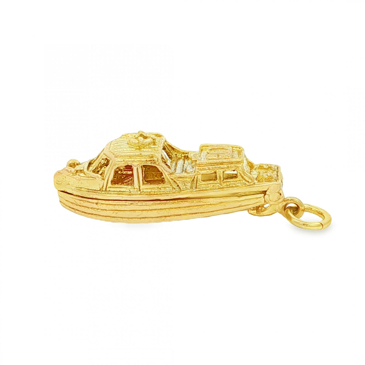 9ct Yellow Gold Hinged Boat Charm - 27x10x9mm - 5.8g