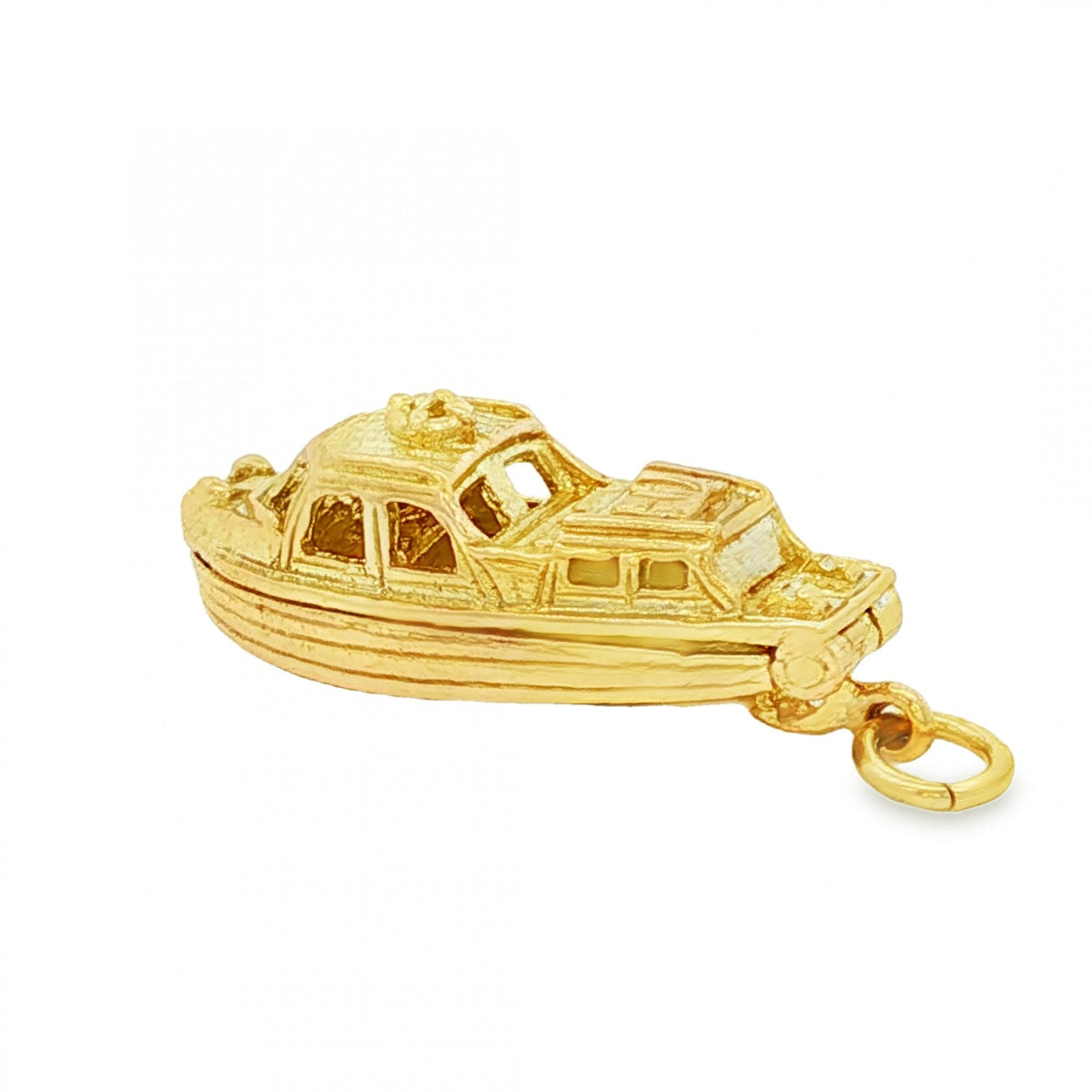 9ct Yellow Gold Hinged Boat Charm - 27x10x9mm - 5.8g