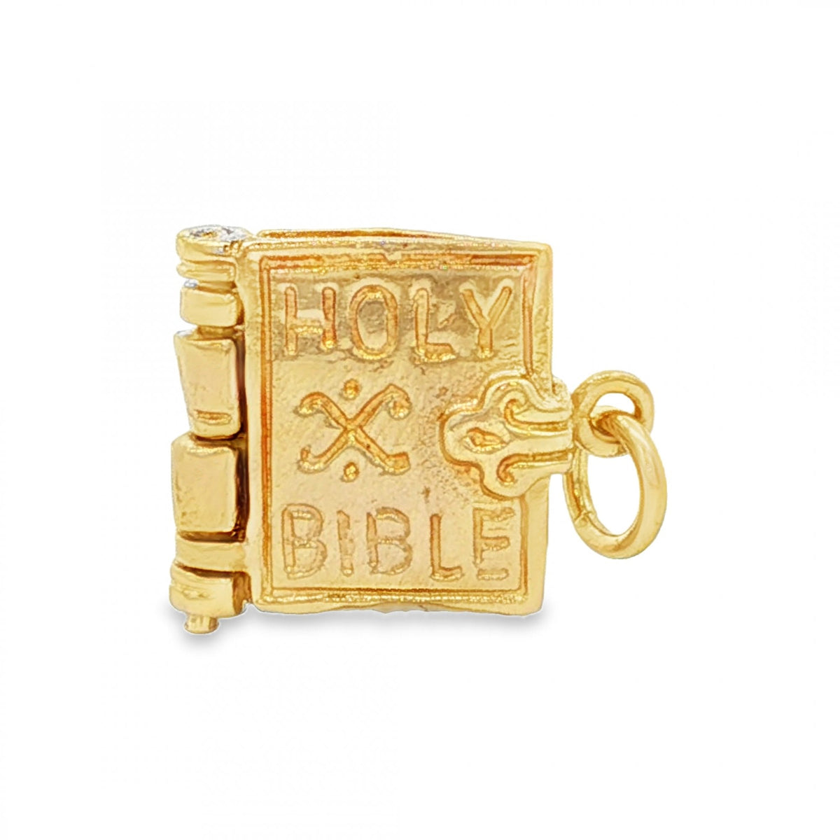 9ct Yellow Gold Bible Charm - 15x13x4.5mm - 3.4g