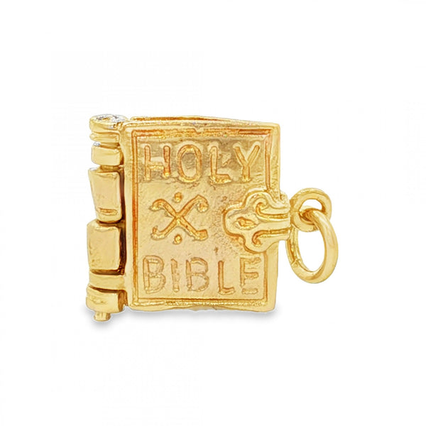 9ct Yellow Gold Bible Charm - 15x13x4.5mm - 3.4g