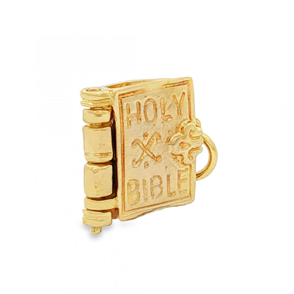 9ct Yellow Gold Bible Charm - 15x13x4.5mm - 3.4g