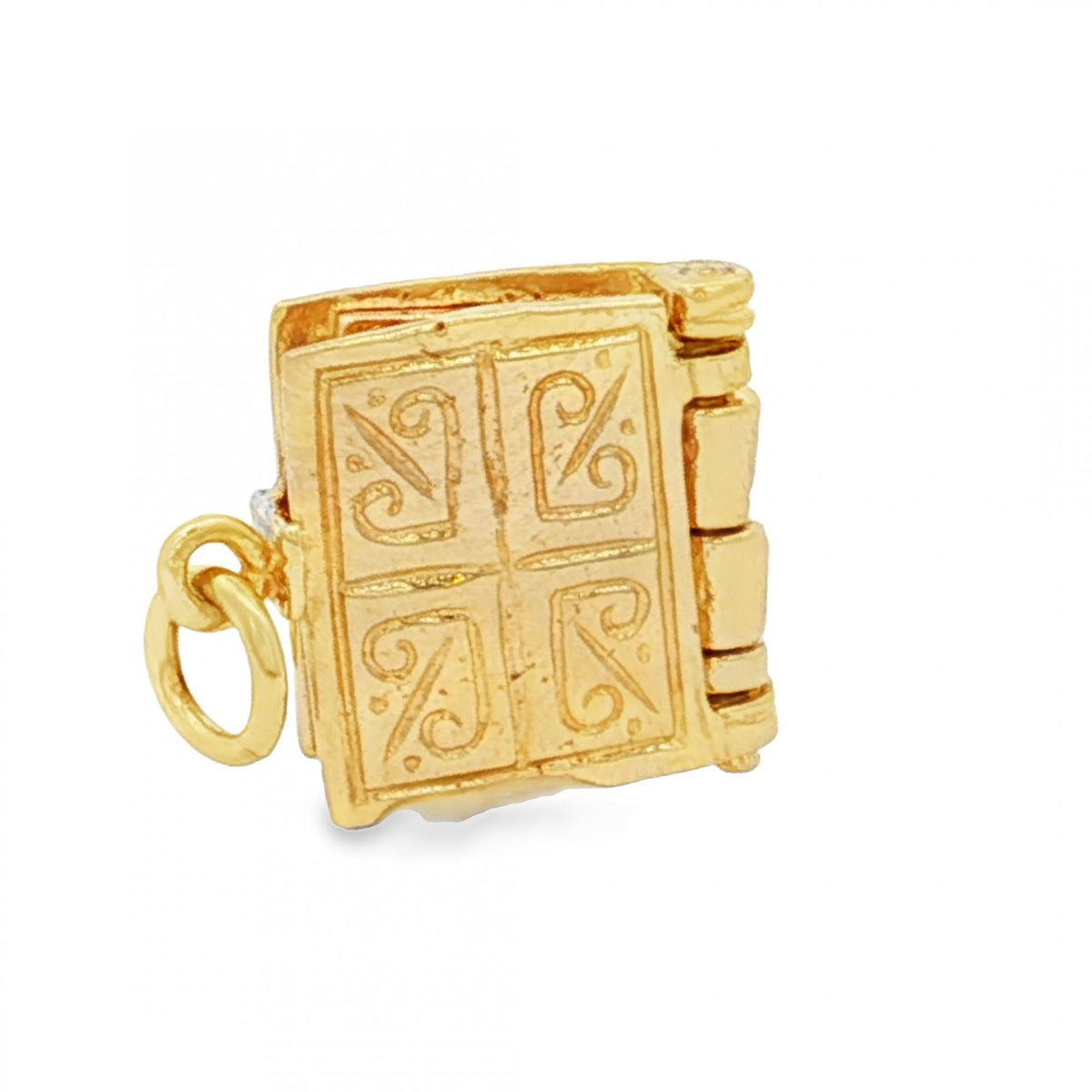 9ct Yellow Gold Bible Charm - 15x13x4.5mm - 3.4g