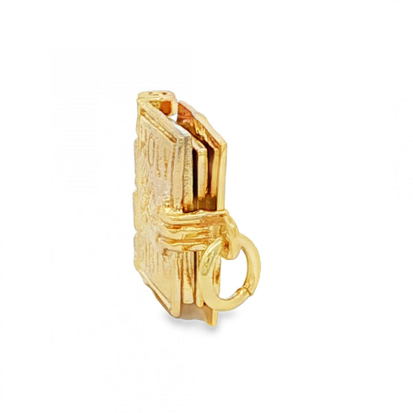 9ct Yellow Gold Bible Charm - 15x13x4.5mm - 3.4g