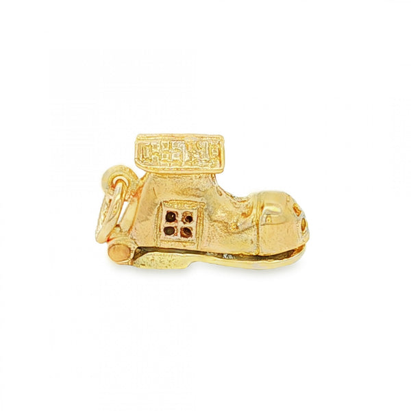 9ct Yellow Gold Hinged Shoe House Charm - 16x10x6mm - 2.5g