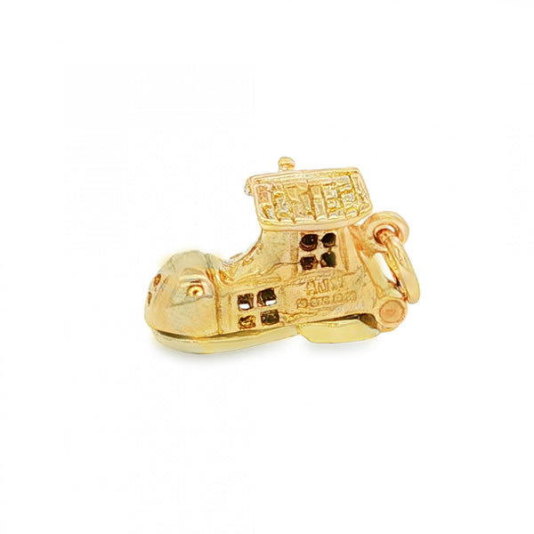 9ct Yellow Gold Hinged Shoe House Charm - 16x10x6mm - 2.5g