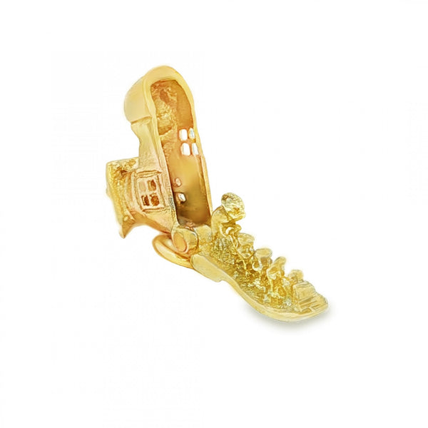 9ct Yellow Gold Hinged Shoe House Charm - 16x10x6mm - 2.5g