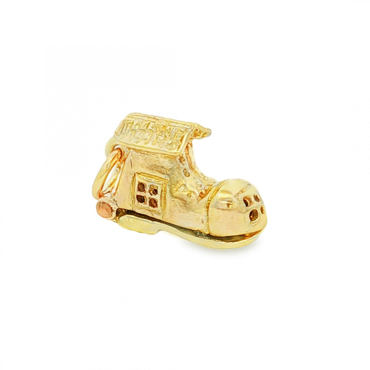 9ct Yellow Gold Hinged Shoe House Charm - 16x10x6mm - 2.5g
