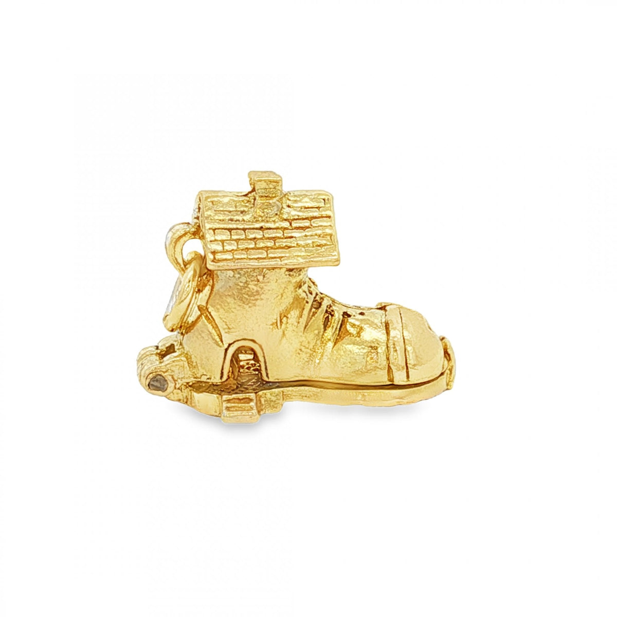 9ct Yellow Gold Hinged Shoe House Charm - 19x14x8mm - 4.3g