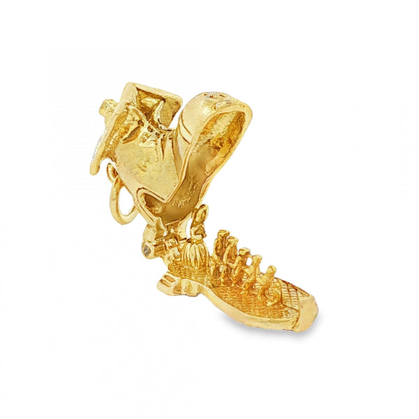 9ct Yellow Gold Hinged Shoe House Charm - 19x14x8mm - 4.3g