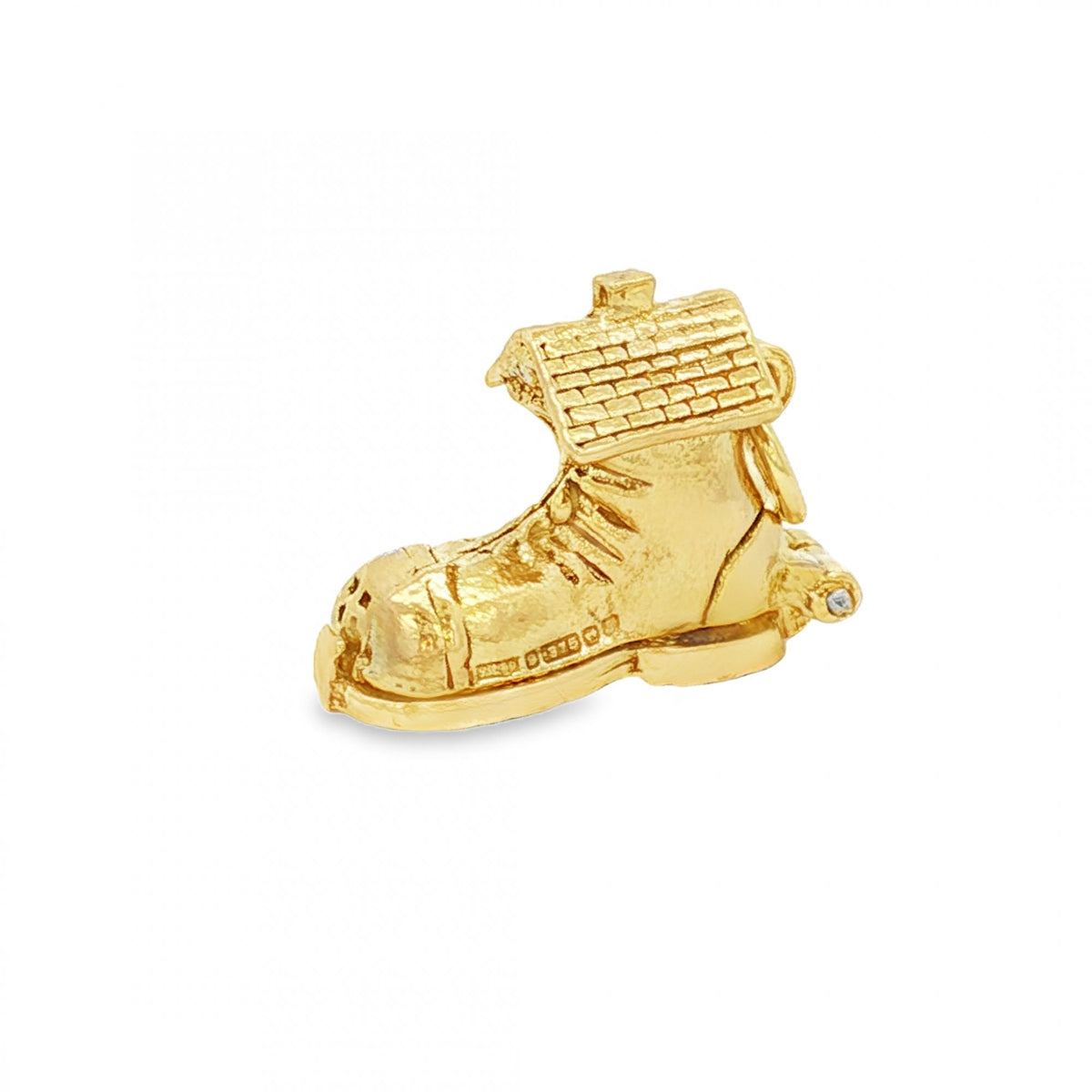 9ct Yellow Gold Hinged Shoe House Charm - 19x14x8mm - 4.3g