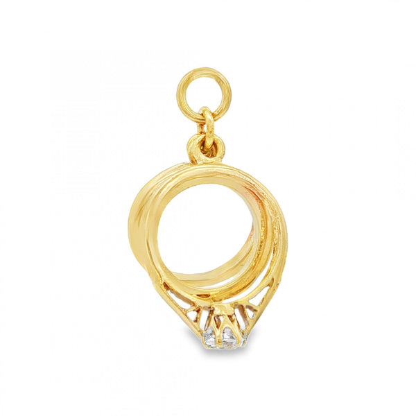 9ct Yellow Gold 3 Rings Charm - 13x21x11mm - 2.8g