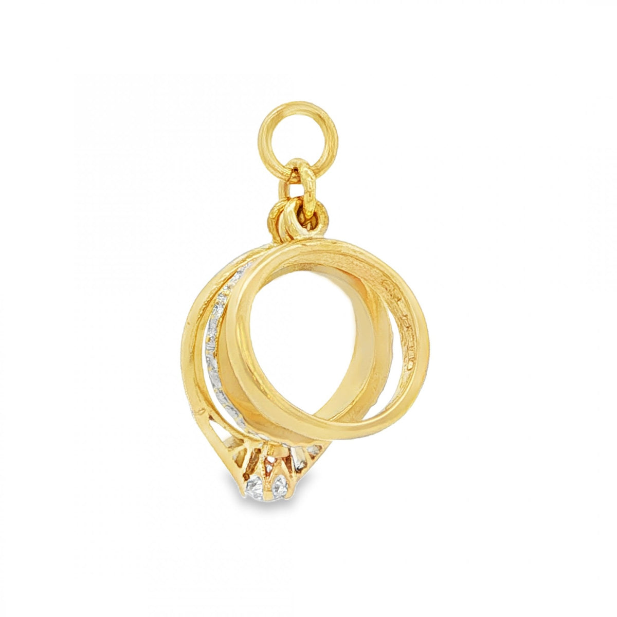 9ct Yellow Gold 3 Rings Charm - 13x21x11mm - 2.8g