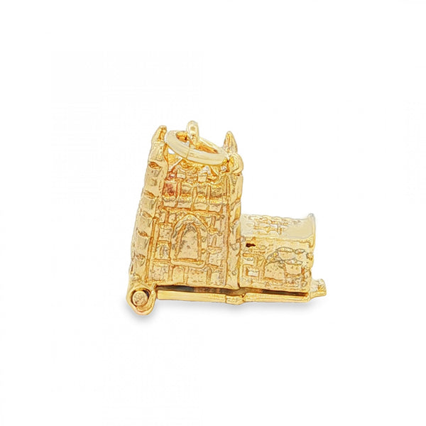 9ct Yellow Gold Hinged Church Charm - 15x13x9mm - 4.4g
