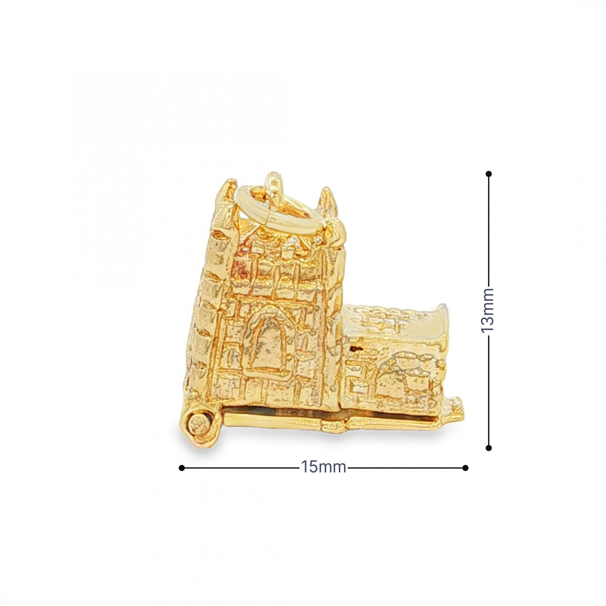 9ct Yellow Gold Hinged Church Charm - 15x13x9mm - 4.4g