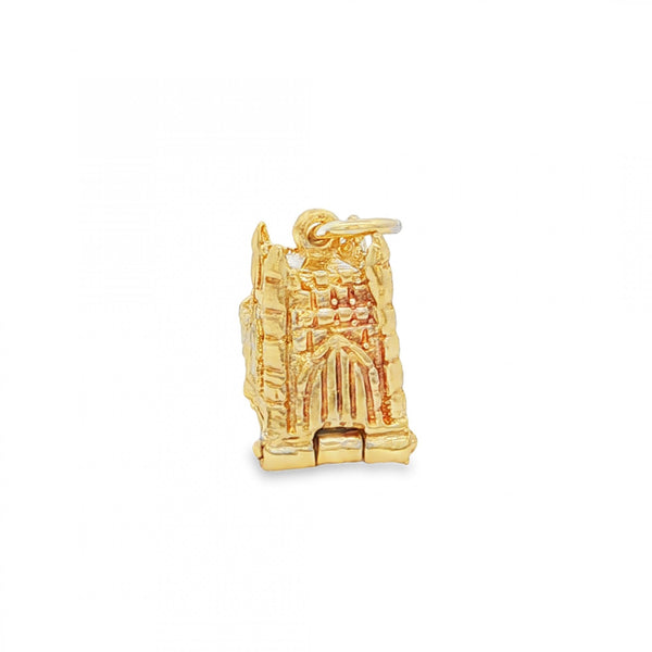 9ct Yellow Gold Hinged Church Charm - 15x13x9mm - 4.4g