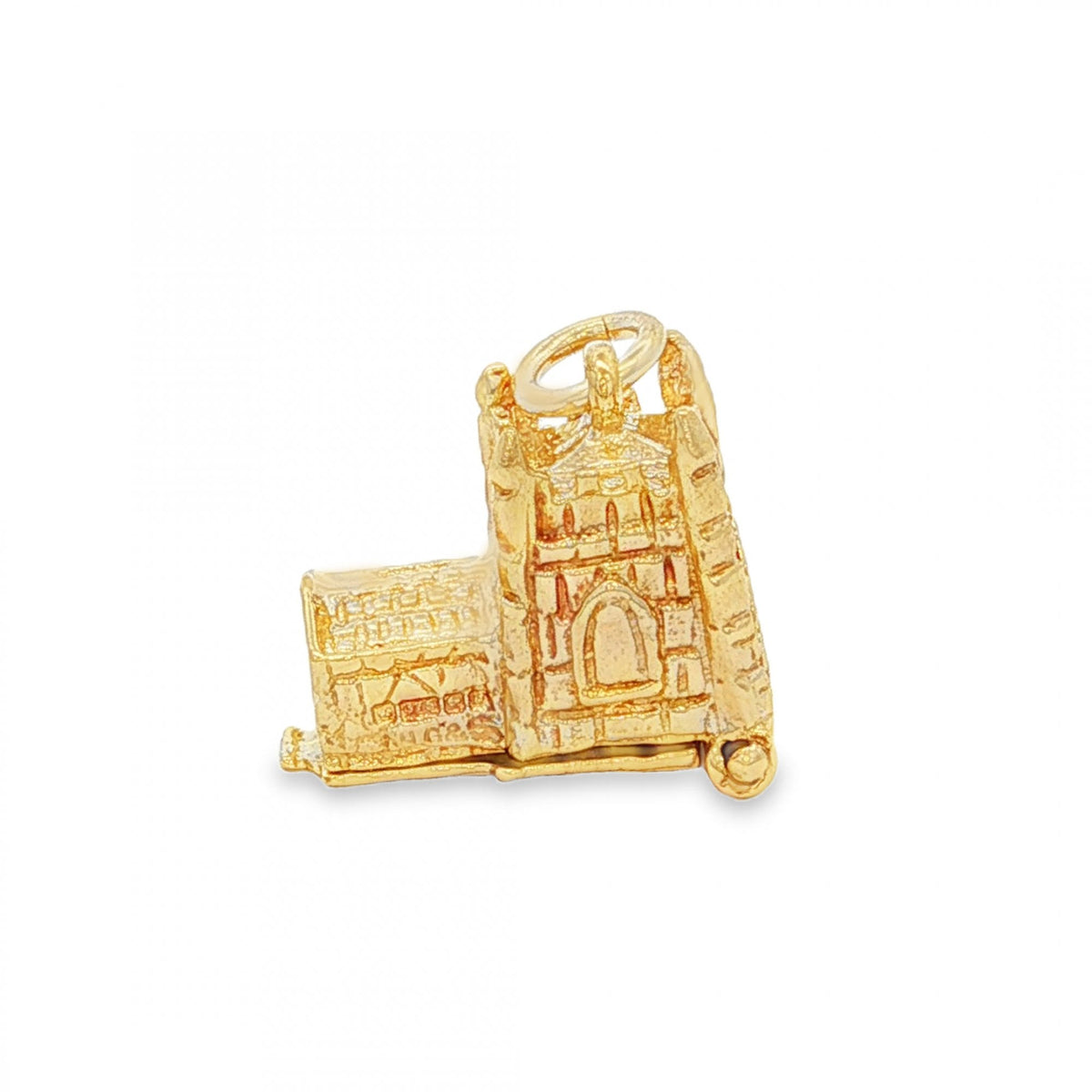 9ct Yellow Gold Hinged Church Charm - 15x13x9mm - 4.4g