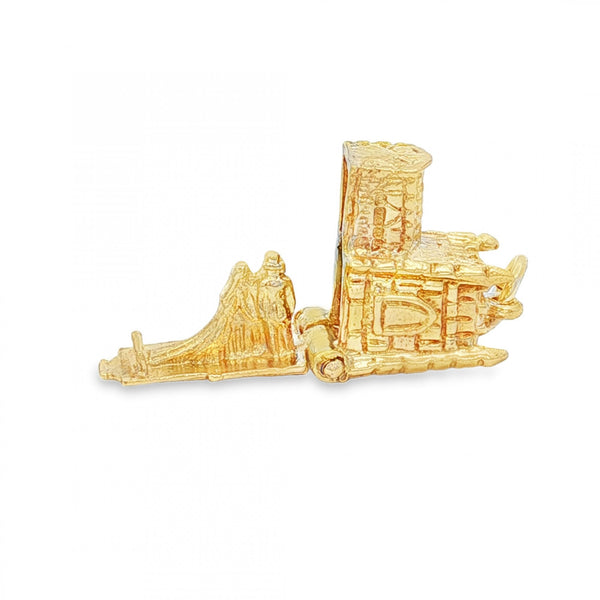 9ct Yellow Gold Hinged Church Charm - 15x13x9mm - 4.4g
