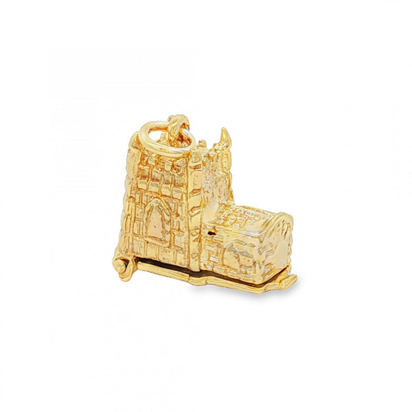 9ct Yellow Gold Hinged Church Charm - 15x13x9mm - 4.4g