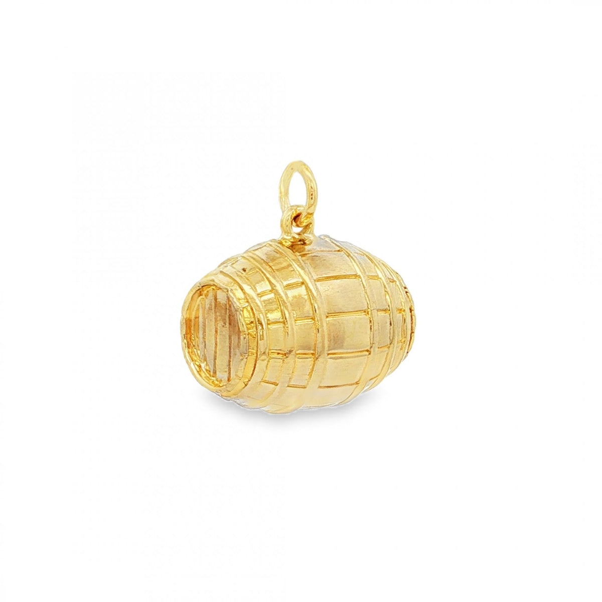 9ct Yellow Gold Hollow Barrel Charm - 17x16x13mm - 1.7g