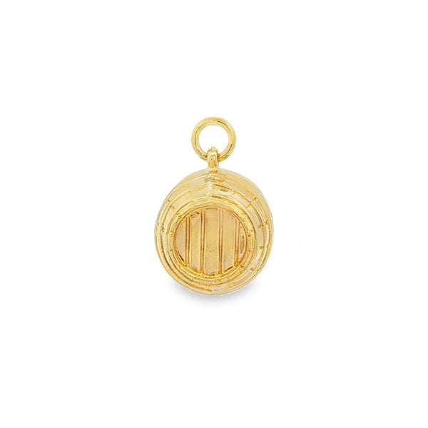 9ct Yellow Gold Hollow Barrel Charm - 17x16x13mm - 1.7g