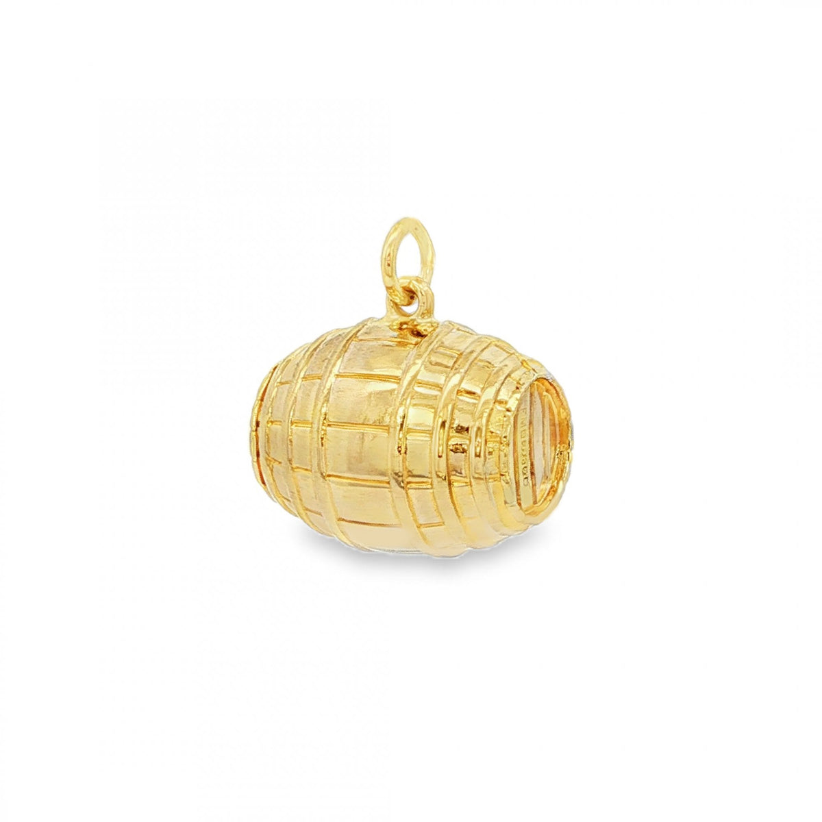 9ct Yellow Gold Hollow Barrel Charm - 17x16x13mm - 1.7g