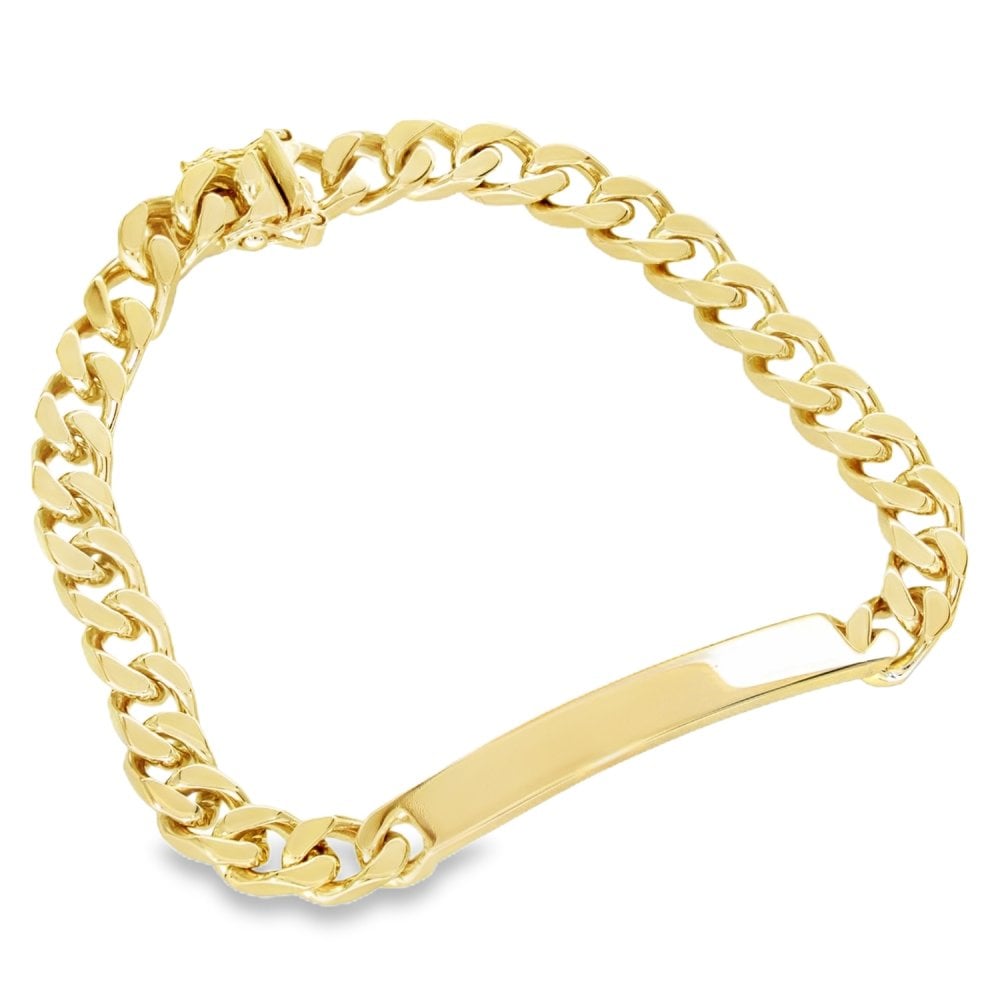 9ct Yellow Gold Curb ID Bracelet - 8" - 22.6g