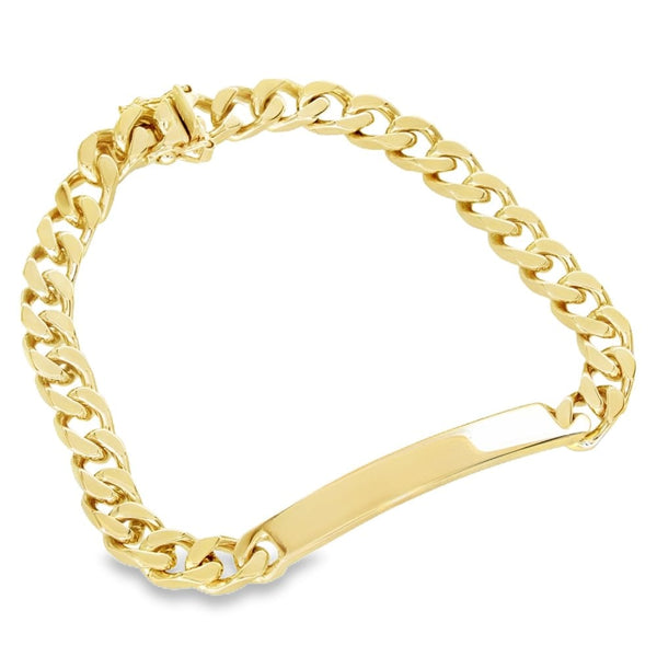 9ct Yellow Gold Curb ID Bracelet - 8" - 22.6g