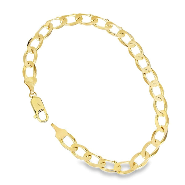 9ct Yellow Gold Flat Curb Bracelet - 8" - 8.0g