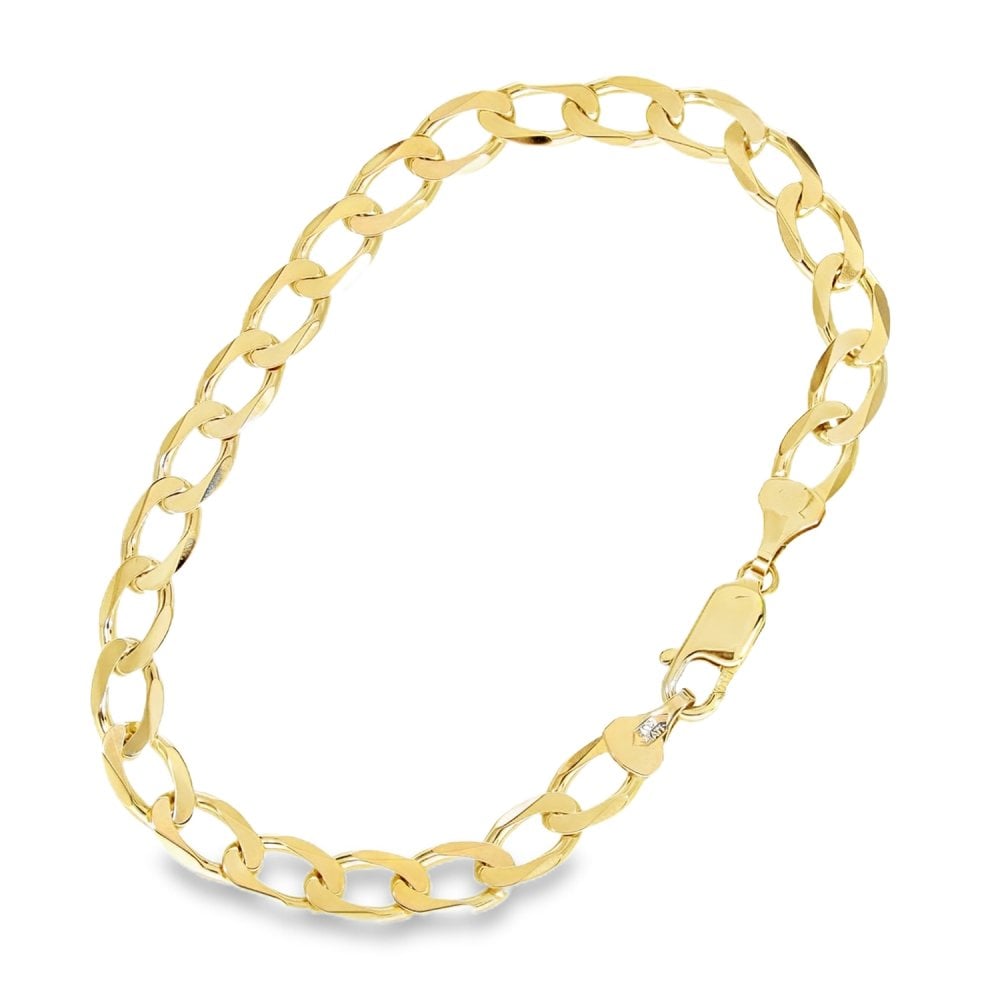 9ct Yellow Gold Flat Curb Bracelet - 8" - 8.0g