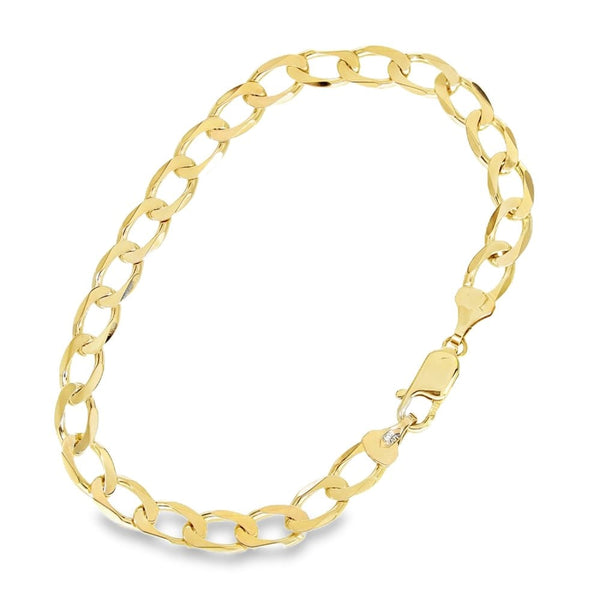 9ct Yellow Gold Flat Curb Bracelet - 8" - 8.0g