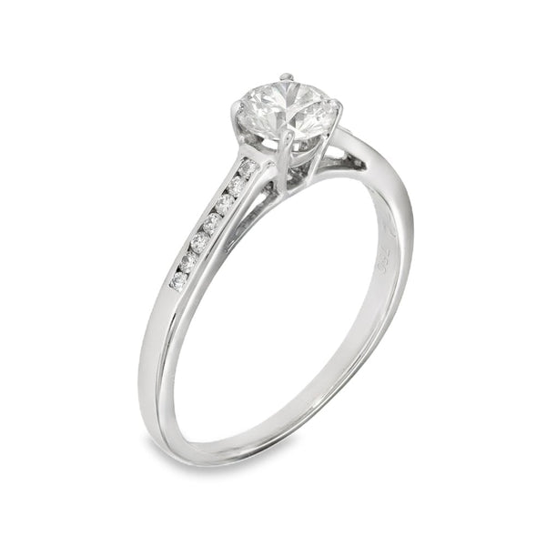 18ct White Gold Diamond Engagement Ring - Size O½ - 0.76ct