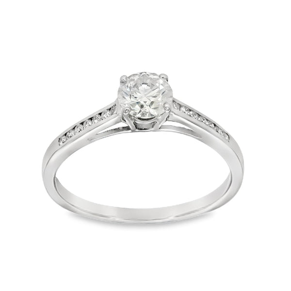 18ct White Gold Diamond Engagement Ring - Size O½ - 0.76ct