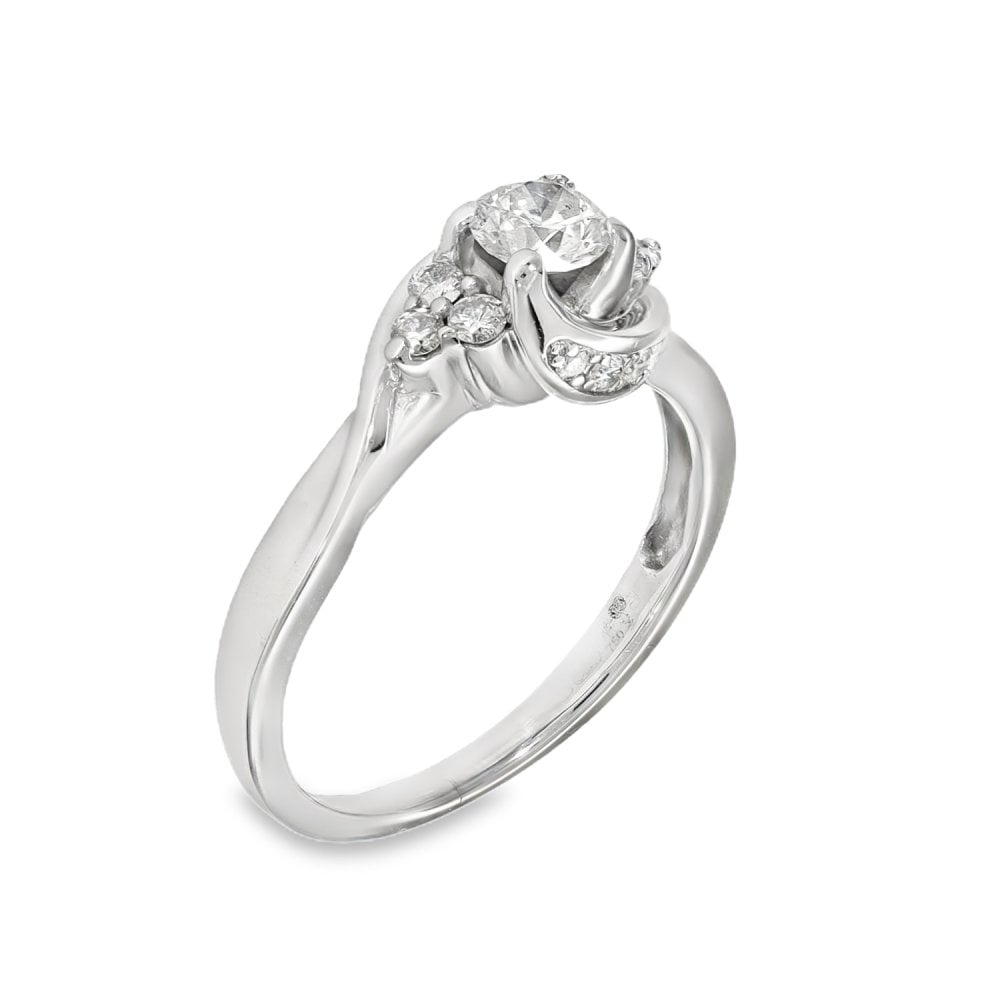 18ct White Gold Diamond Engagement Ring - Size K½ - 0.50ct