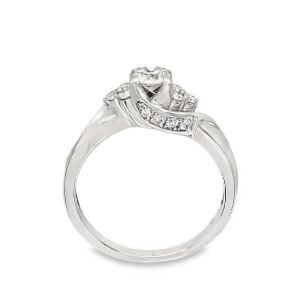 18ct White Gold Diamond Engagement Ring - Size K½ - 0.50ct