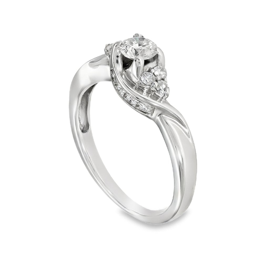 18ct White Gold Diamond Engagement Ring - Size K½ - 0.50ct