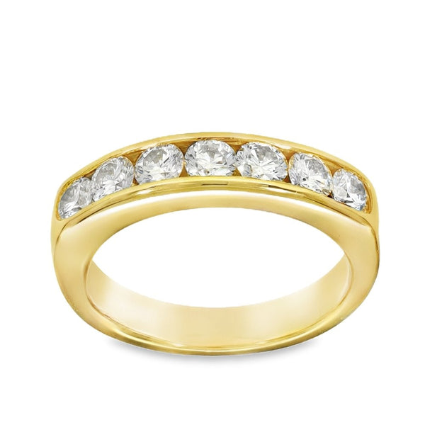 18ct Yellow Gold Diamond Half-Eternity Ring - Size I½ - 0.91ct