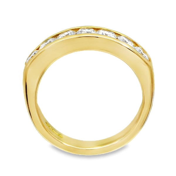 18ct Yellow Gold Diamond Half-Eternity Ring - Size I½ - 0.91ct